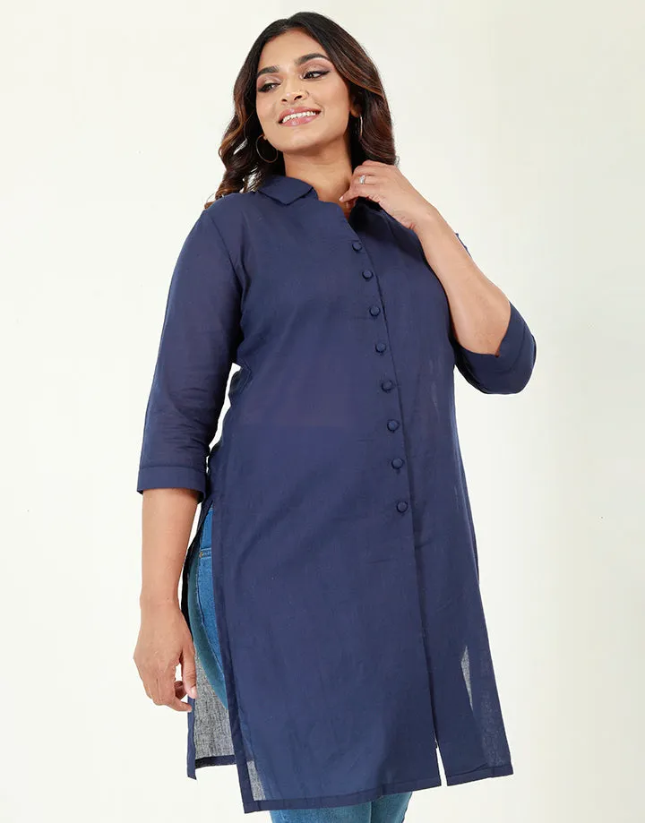 ¾ Sleeves Cotton Kurtha with Side Slits