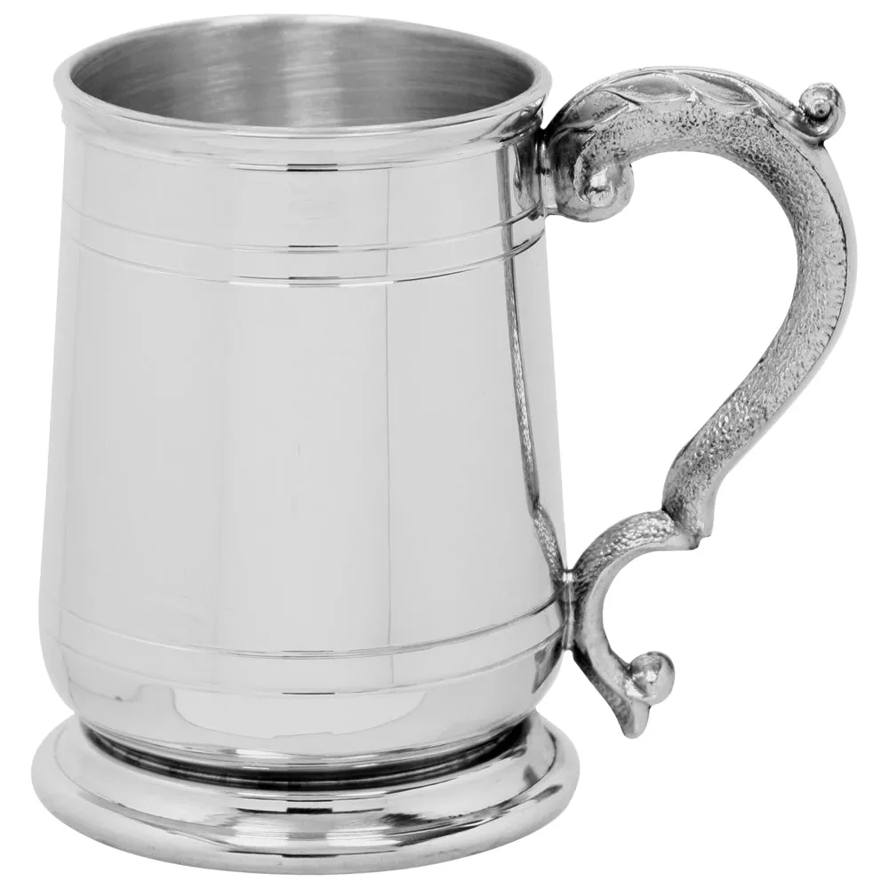 1 Pint* Pewter Beer Mug Tankard With Elegant Handle