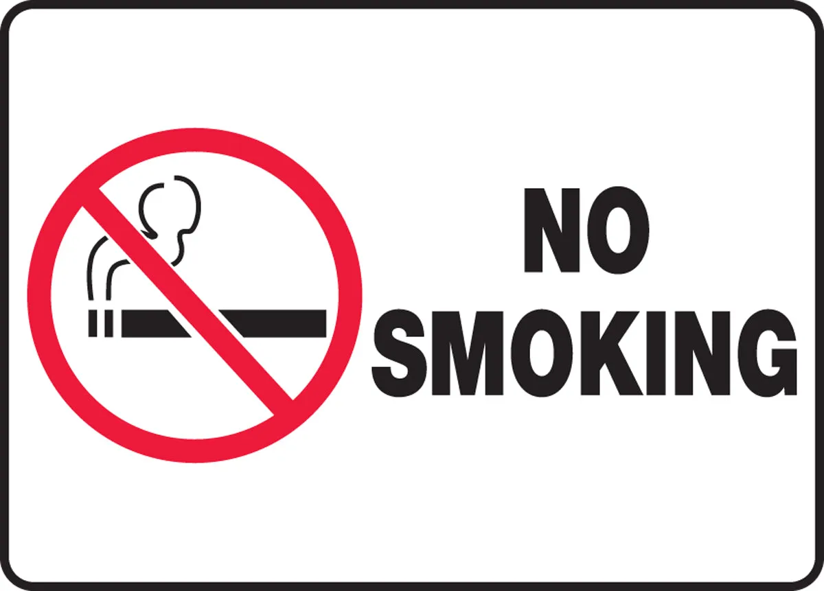 10" X 14" Red, Black And White Plastic Safety Signs "NO SMOKING"