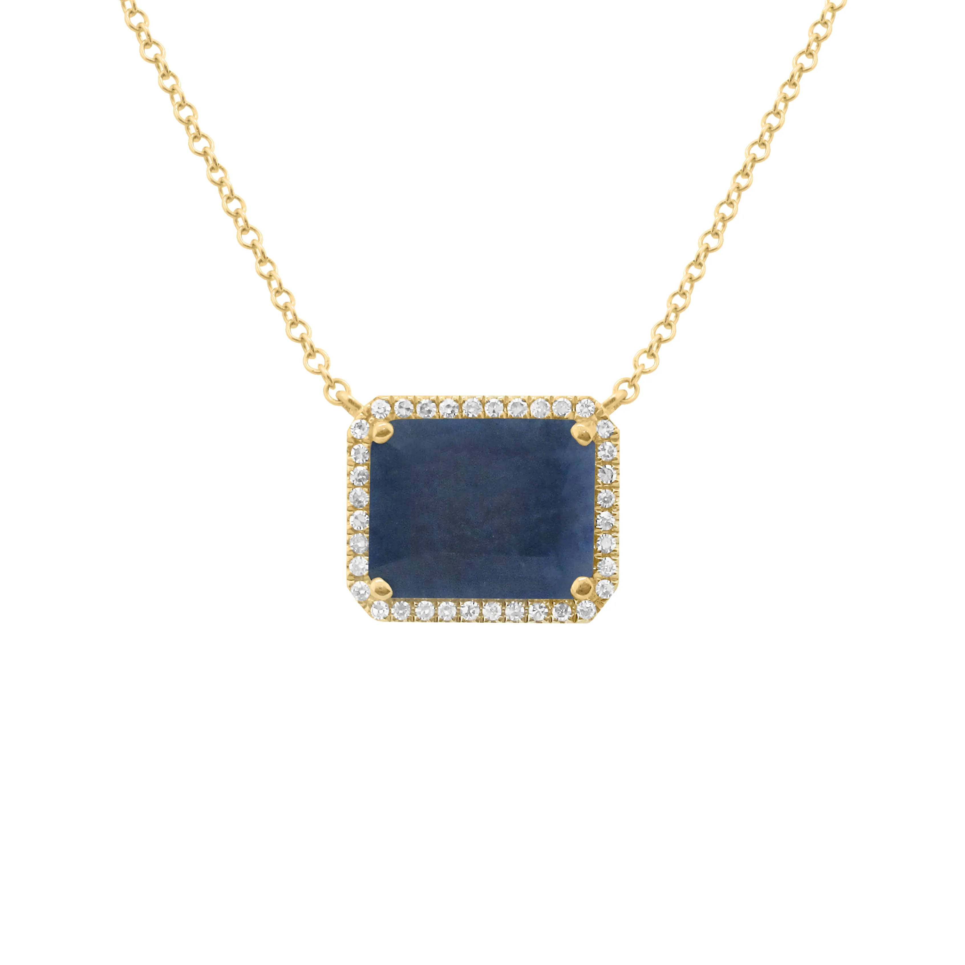 14K GOLD DIAMOND AND BLUE SAPPHIRE ZOE NECKLACE