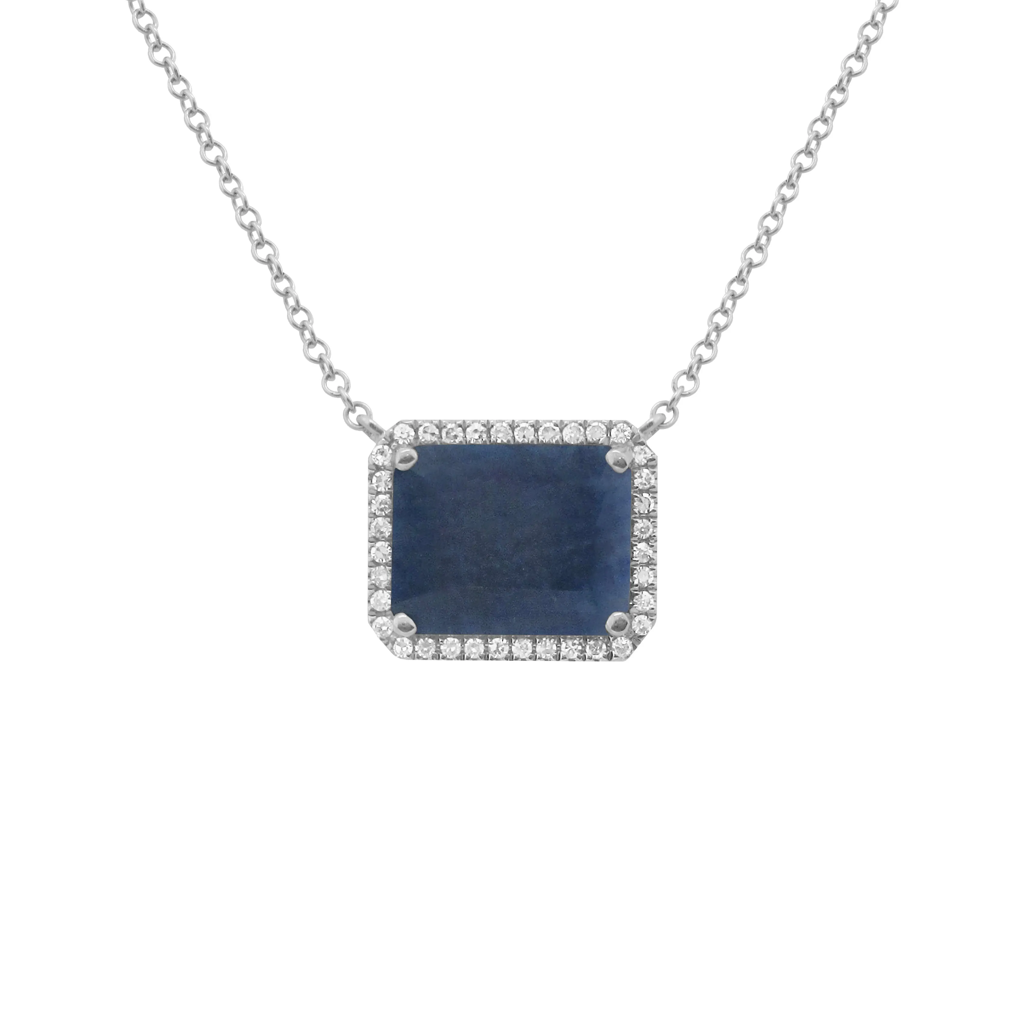 14K GOLD DIAMOND AND BLUE SAPPHIRE ZOE NECKLACE