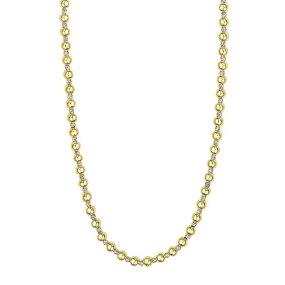 14k Polished and Diamond-Cut Beaded Chain