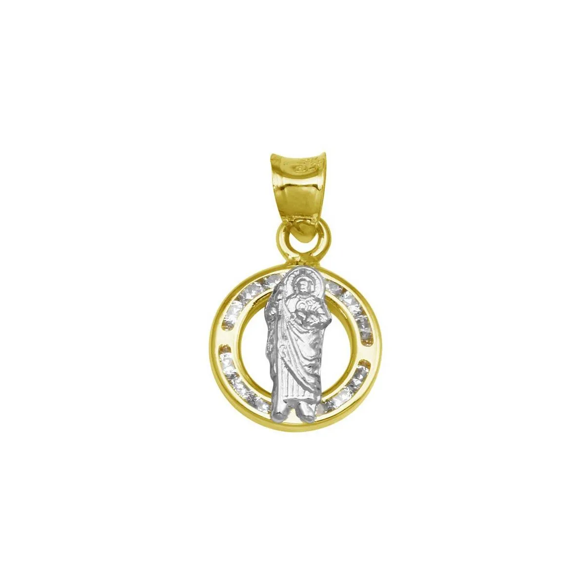 14P00011. - 14 Karat Yellow Gold CZ Disc St. Jude Pendant