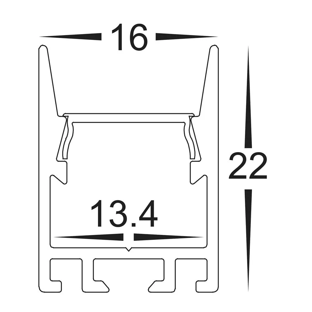 16mm X 22mm Shallow Square Aluminium Profile Silver, Black, White Havit Commercial - Hcp-41X1622