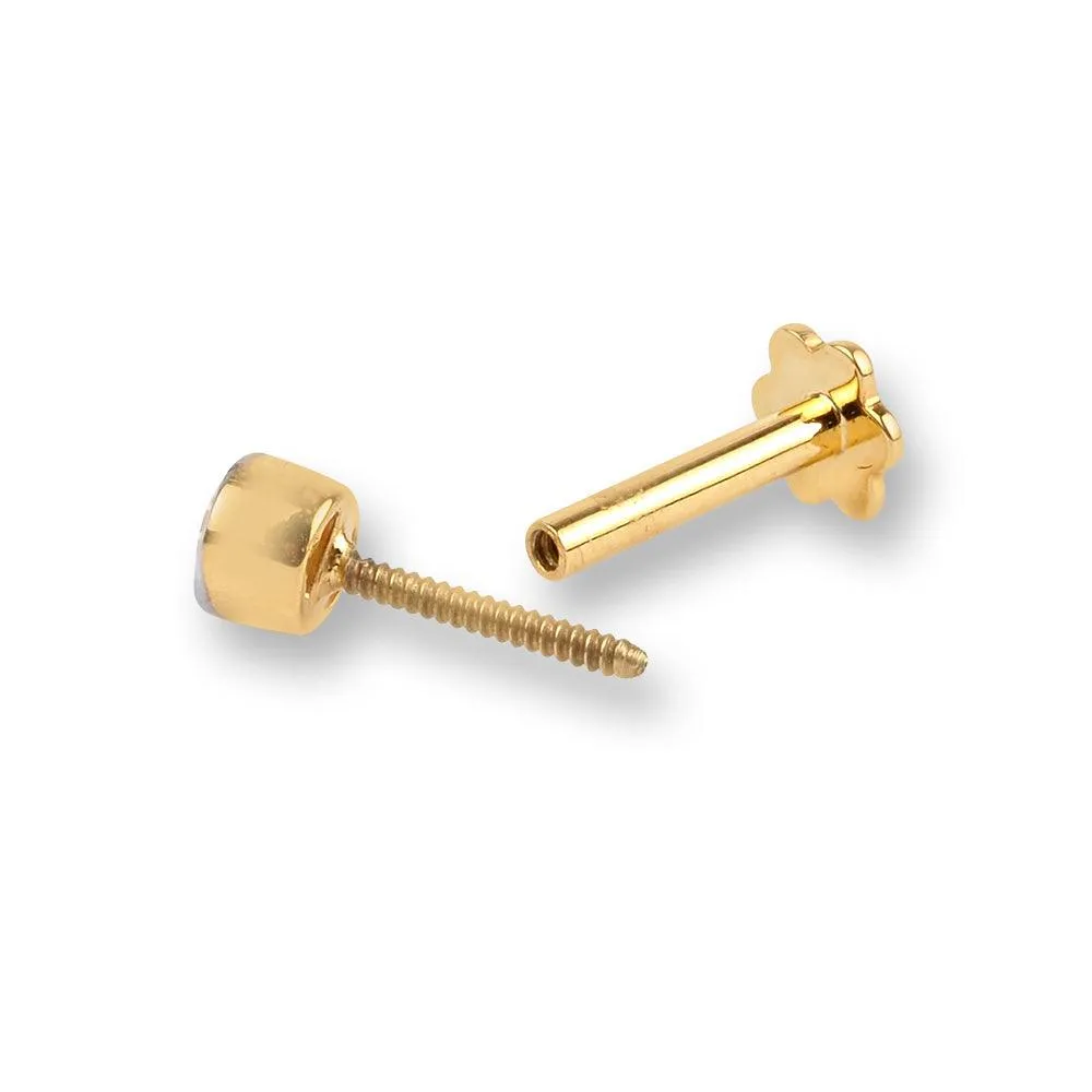 18ct Gold Diamond Screw Back Nose Stud with Bezel (Rub Over) Setting MCS2513 MCS2514 MCS2515