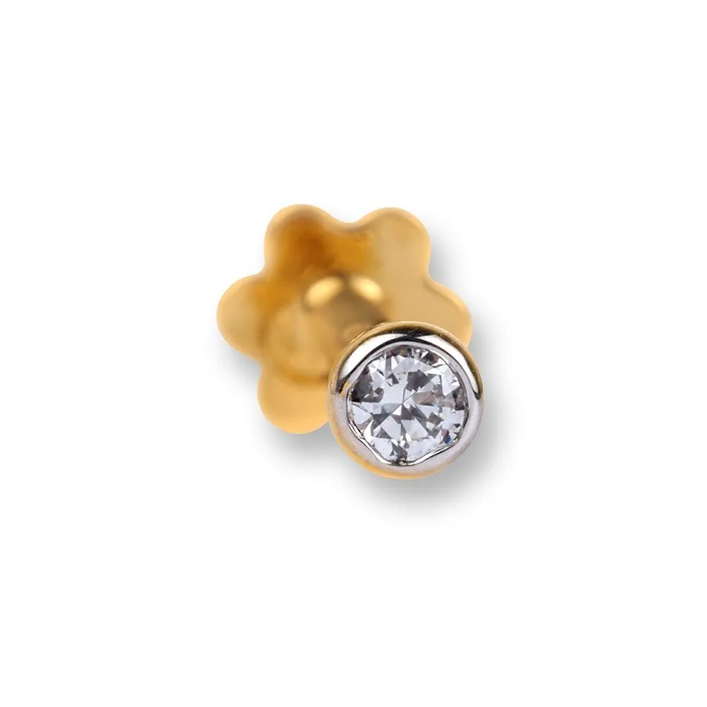 18ct Gold Diamond Screw Back Nose Stud with Bezel (Rub Over) Setting MCS2513 MCS2514 MCS2515