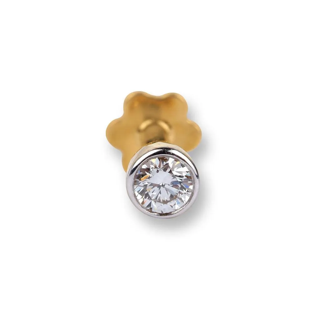 18ct Gold Diamond Screw Back Nose Stud with Bezel (Rub Over) Setting MCS2513 MCS2514 MCS2515