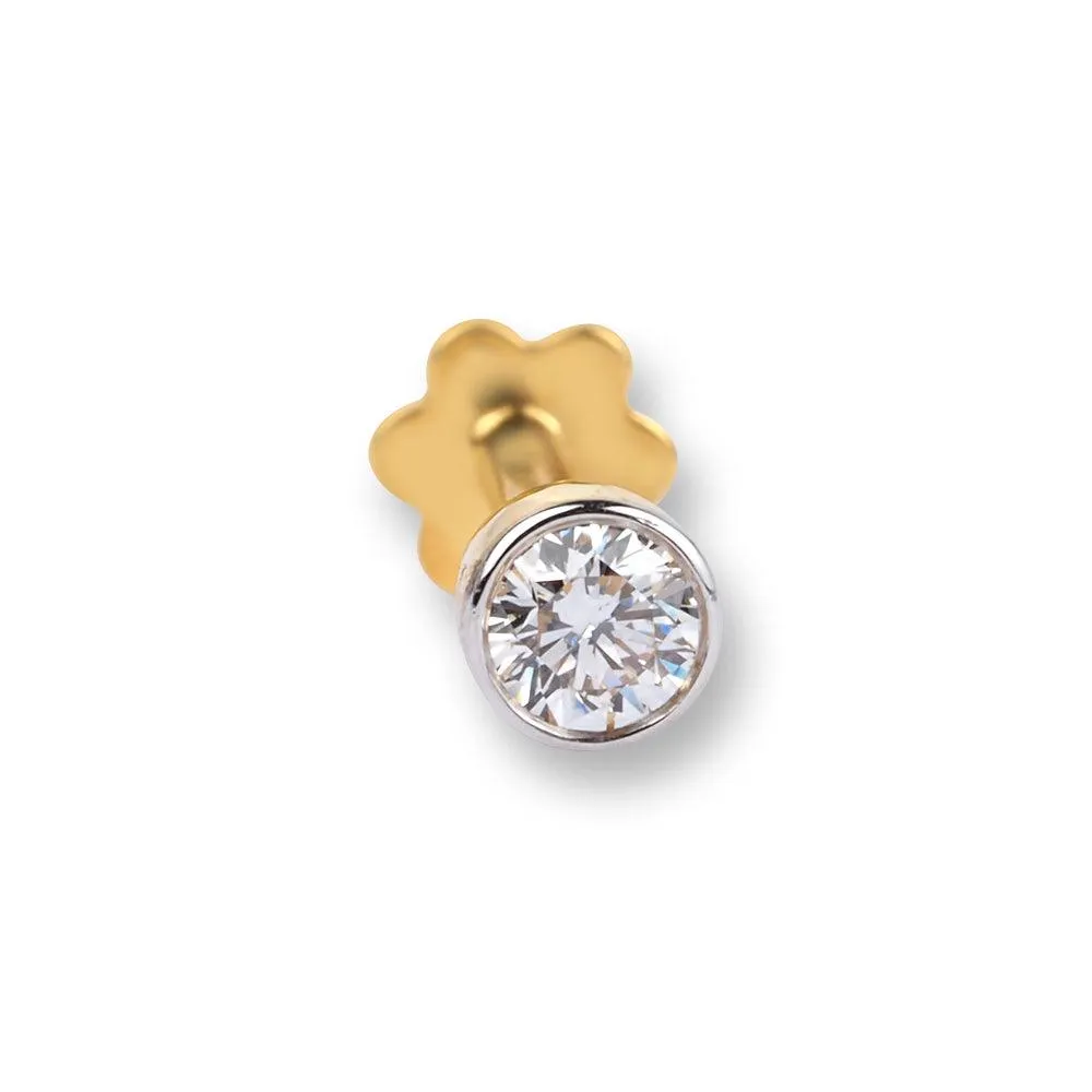 18ct Gold Diamond Screw Back Nose Stud with Bezel (Rub Over) Setting MCS2513 MCS2514 MCS2515