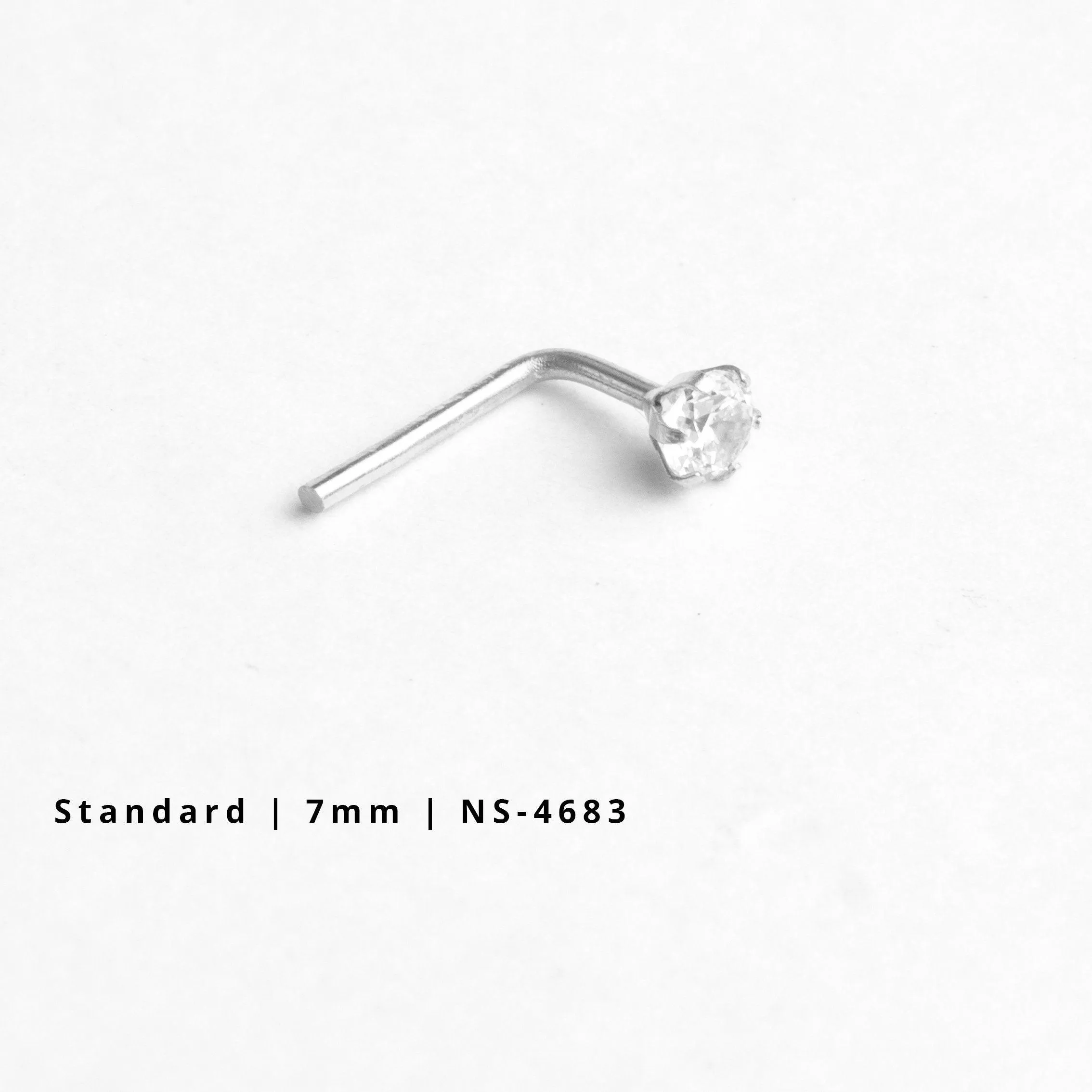 18ct Gold Nose Stud L-Shaped back with a Cubic Zirconia Stone (2mm - 4.5mm)