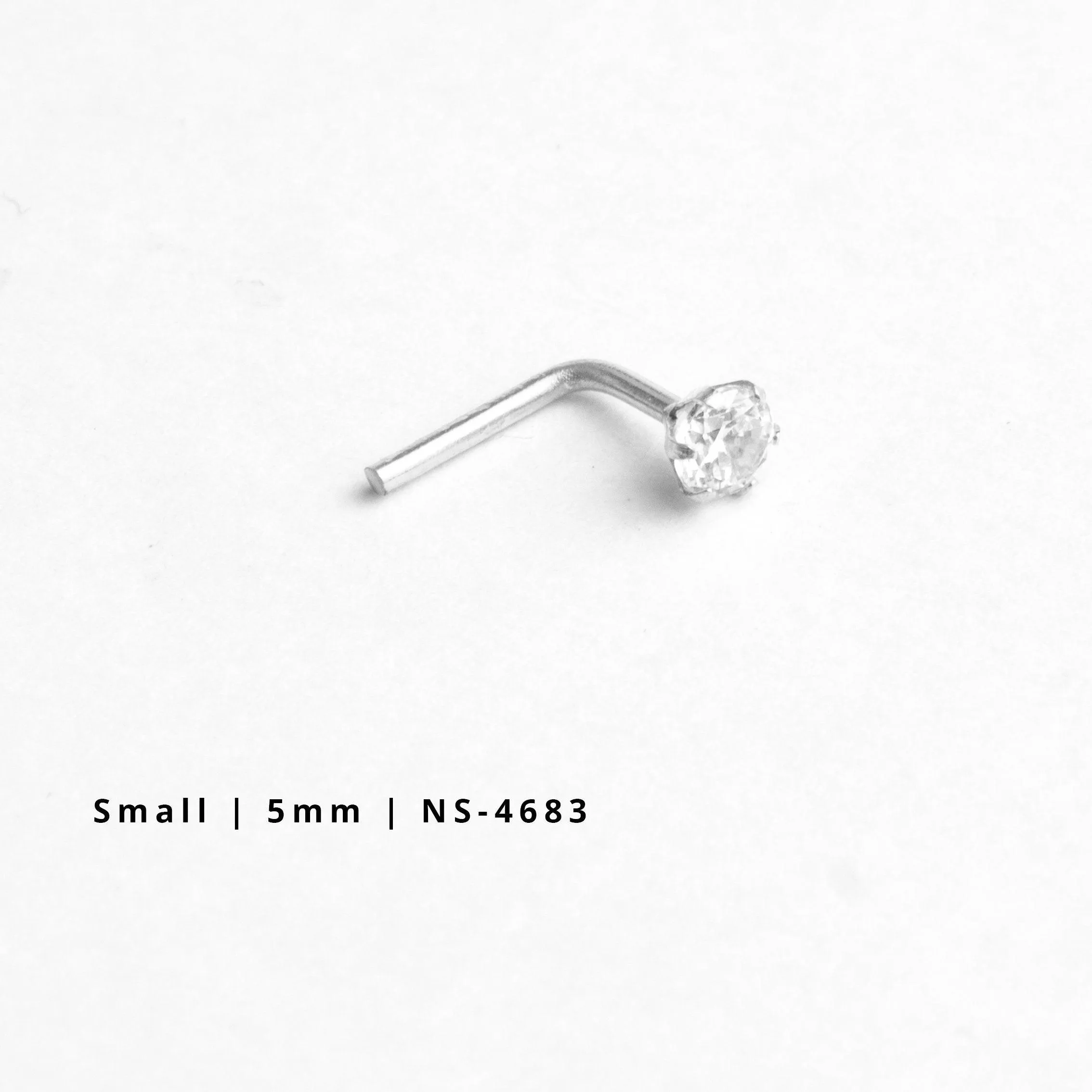 18ct Gold Nose Stud L-Shaped back with a Cubic Zirconia Stone (2mm - 4.5mm)