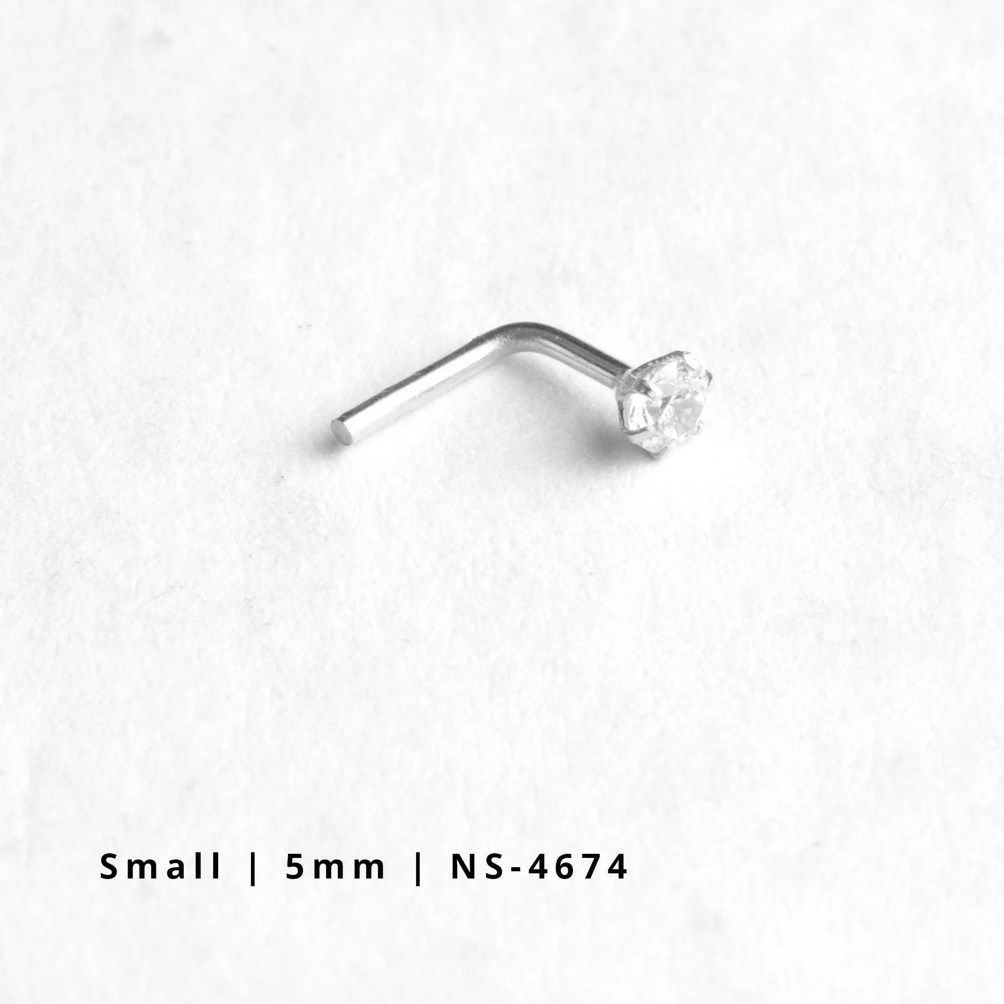 18ct Gold Nose Stud L-Shaped back with a Cubic Zirconia Stone (2mm - 4.5mm)