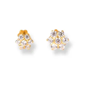 18ct Yellow Gold Nose Stud with White Cubic Zirconia Stones NS-5802