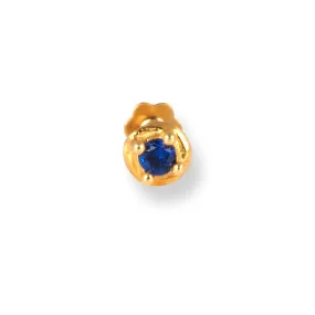 18ct Yellow Gold Screw Back Nose Stud with Blue Cubic Zirconia Stone NIP-4-070i