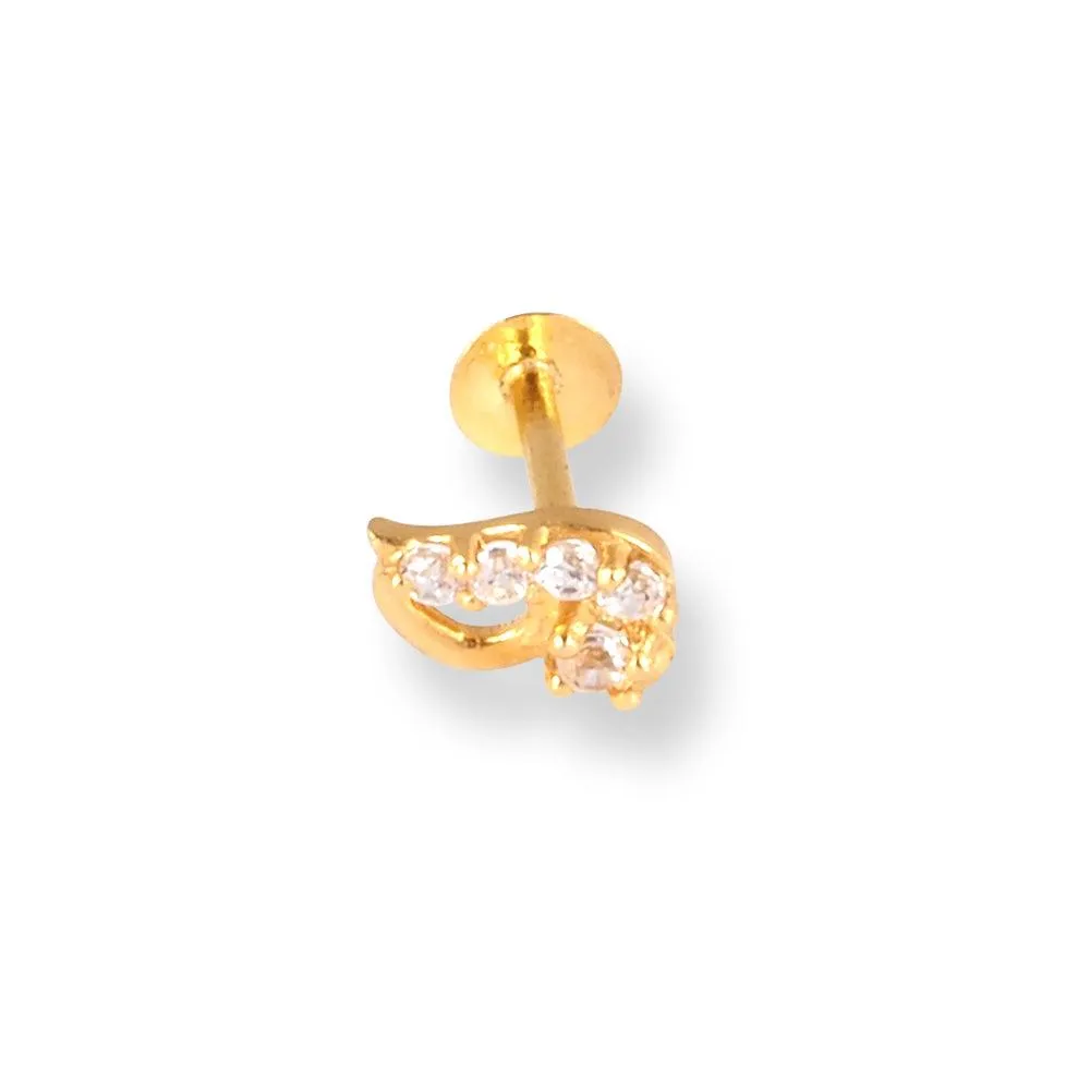 18ct Yellow Gold Screw Back Nose Stud with Cubic Zirconia Stones NS-4540a