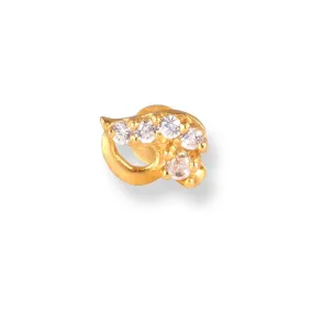 18ct Yellow Gold Screw Back Nose Stud with Cubic Zirconia Stones NS-4540a