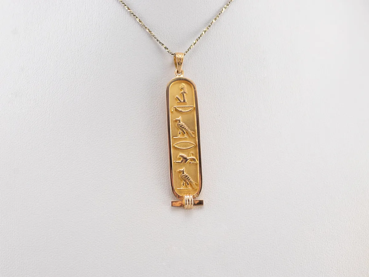 18K Gold Egyptian Hieroglyphics Pendant