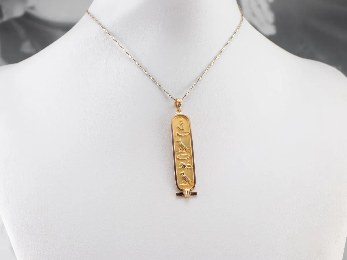 18K Gold Egyptian Hieroglyphics Pendant