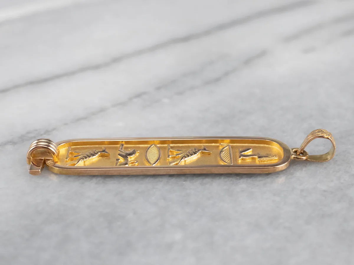 18K Gold Egyptian Hieroglyphics Pendant