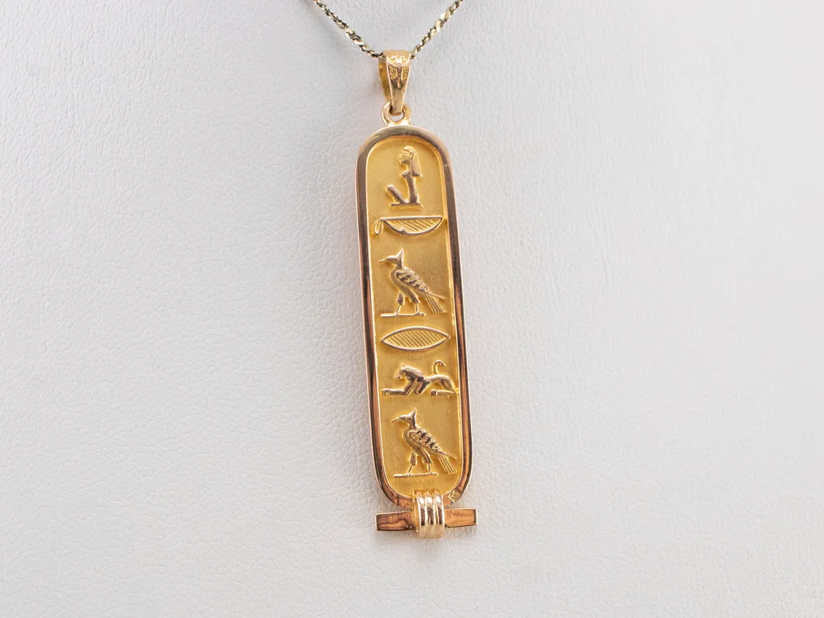 18K Gold Egyptian Hieroglyphics Pendant