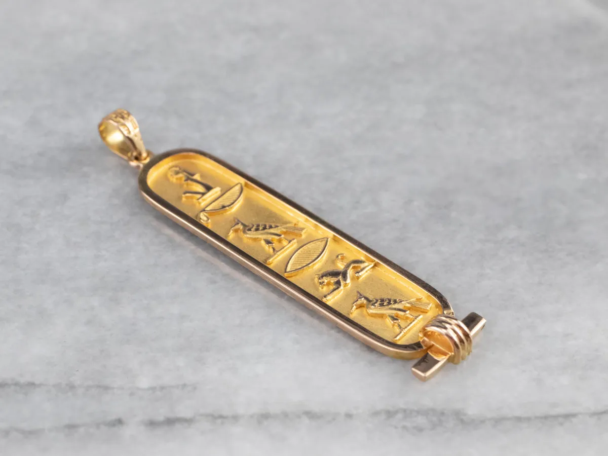 18K Gold Egyptian Hieroglyphics Pendant