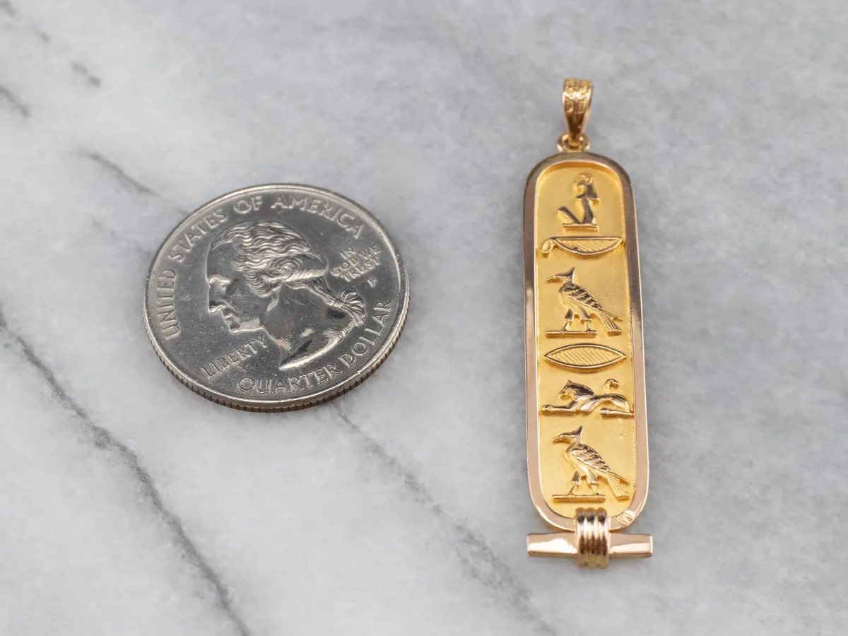 18K Gold Egyptian Hieroglyphics Pendant