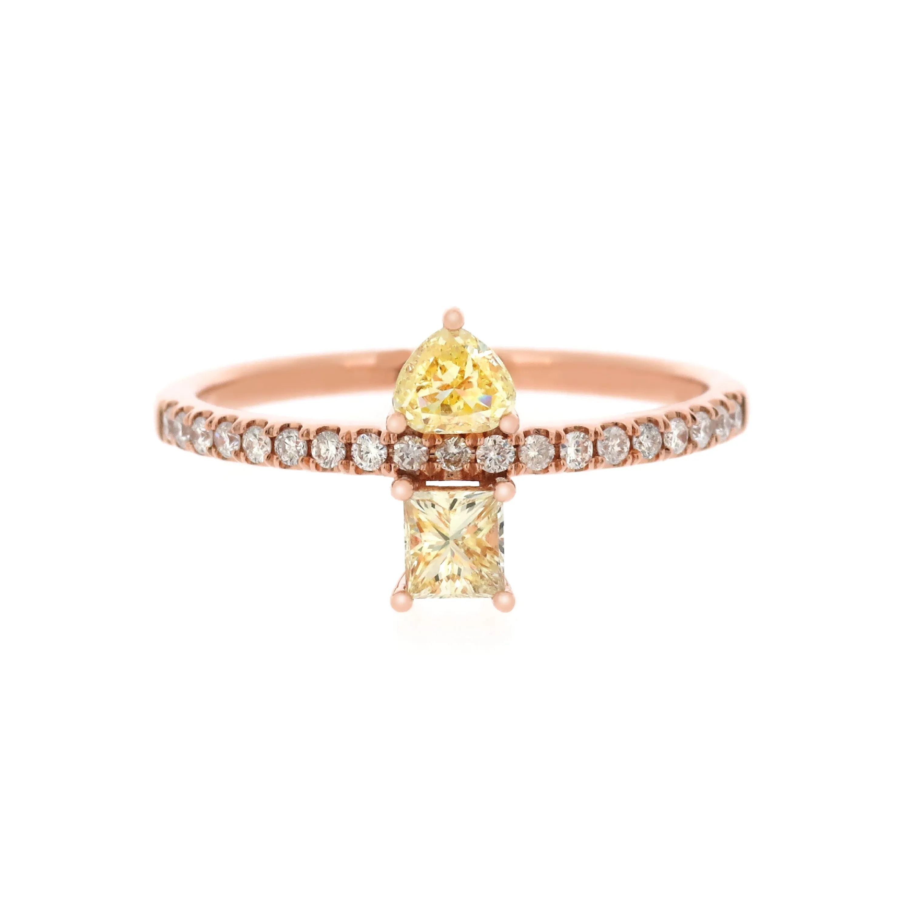 18K Rose Gold Diamond & Fancy Diamond Ring |  18K 玫瑰金钻石及彩钻戒指