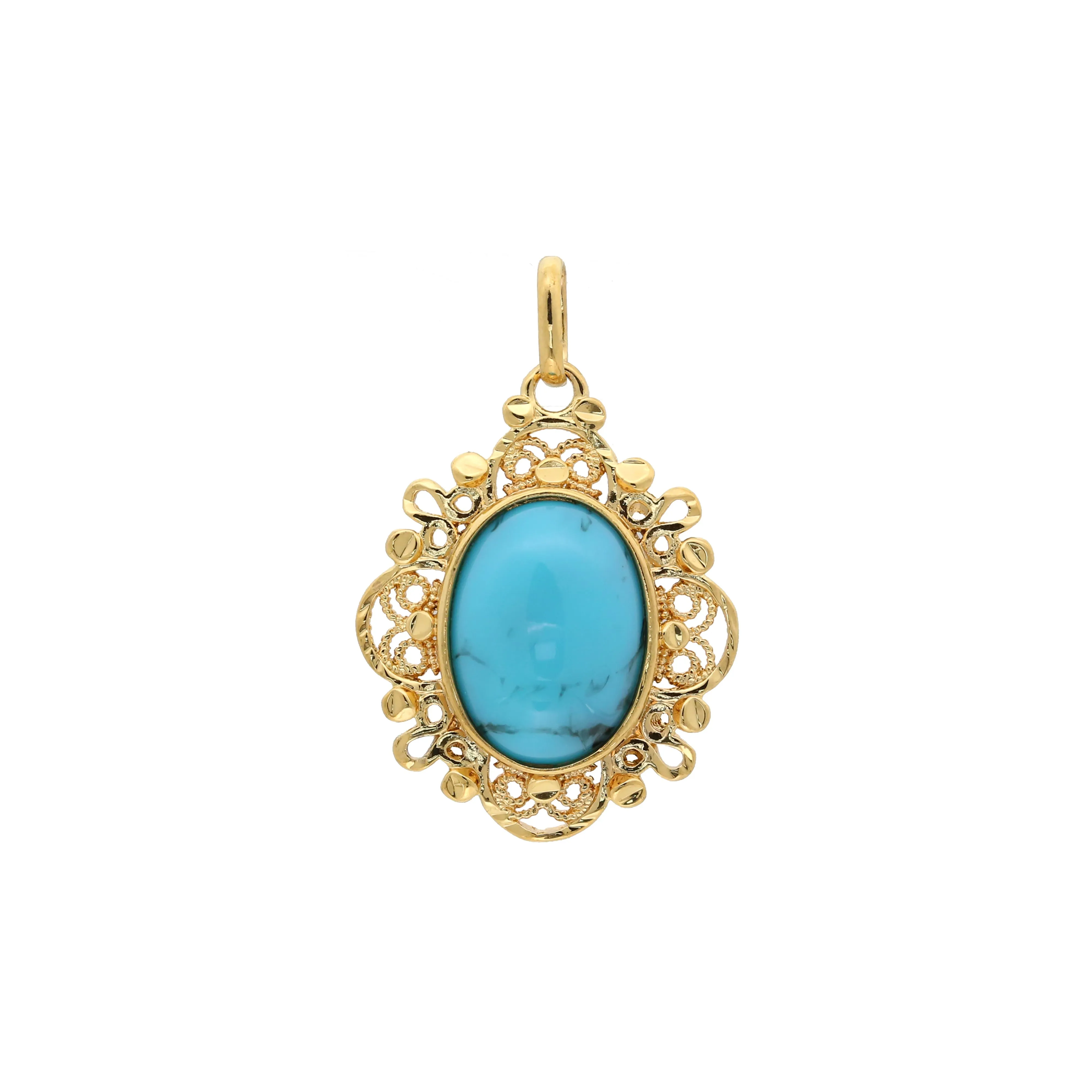 18K Yellow Gold Oval Chrysoprase Pendant