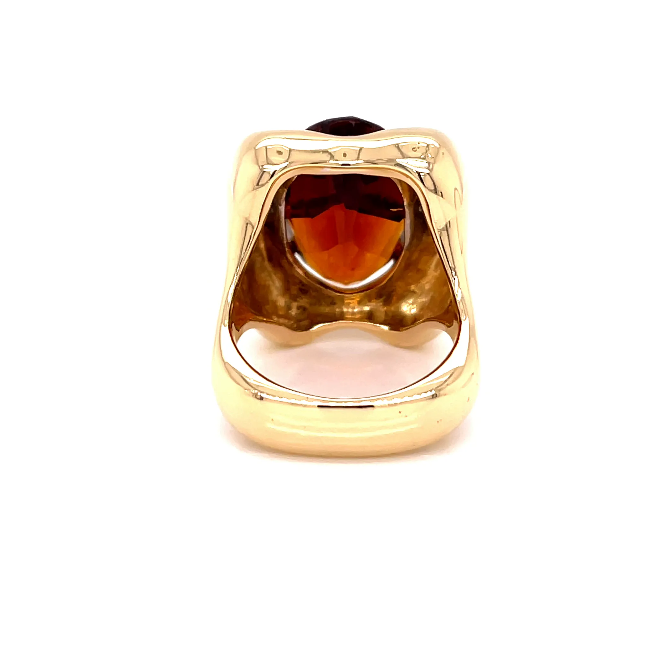 18KY Custom Estate Oval Citrine And Diamond Ring