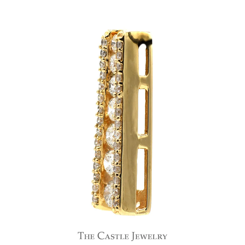 1cttw Graduated Diamond Ladder Pendant in 14k Yellow Gold