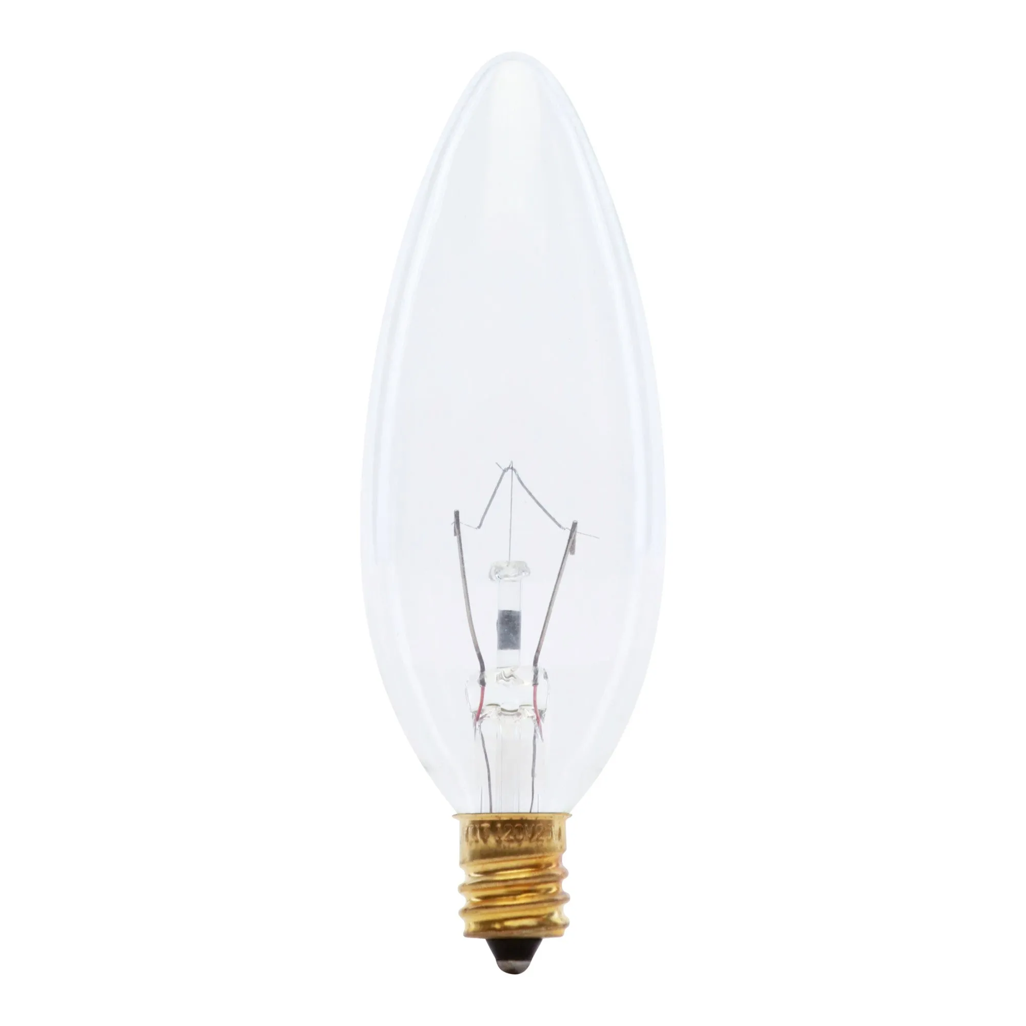 25W Soft White (2700K) E12 Base B10 Clear Torpedo Tip Dimmable Incandescent Light Bulb (2-Pack)