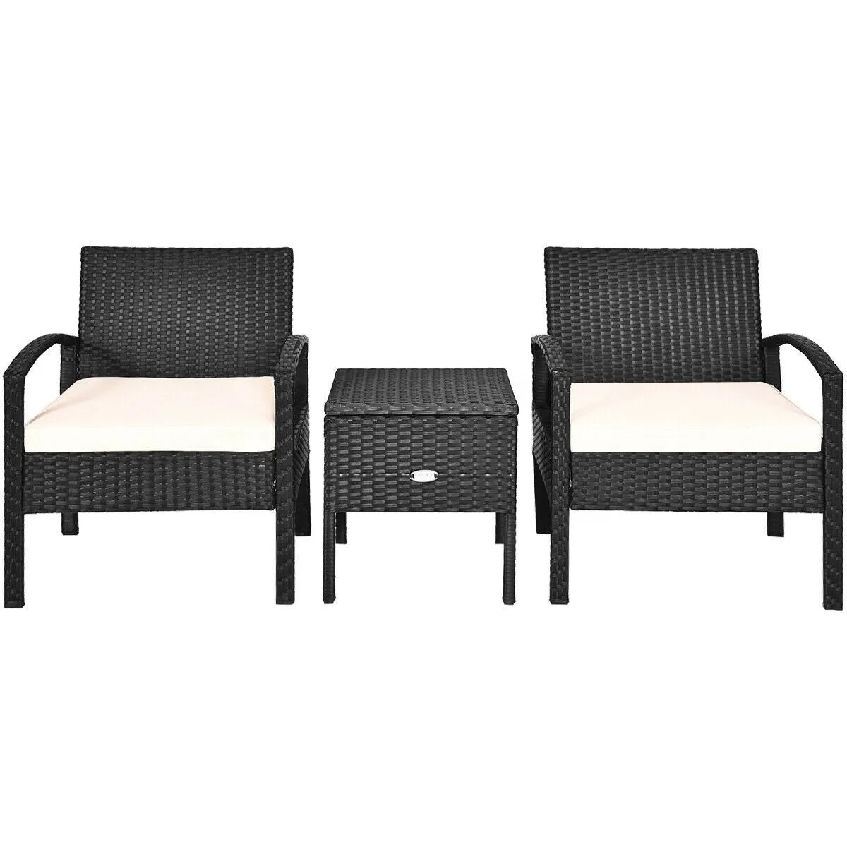 3pc Wicker Rattan Patio Sofa Set - White