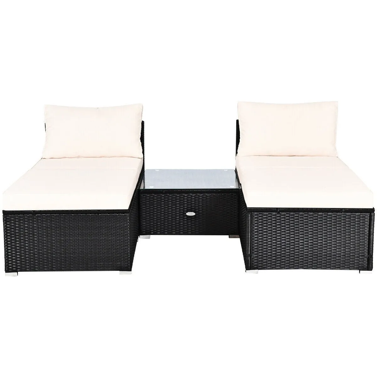 5pc Wicker Rattan Patio Armless Furniture Set - White