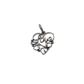 925 Silver Oxidized Love Charm- CHARM0079