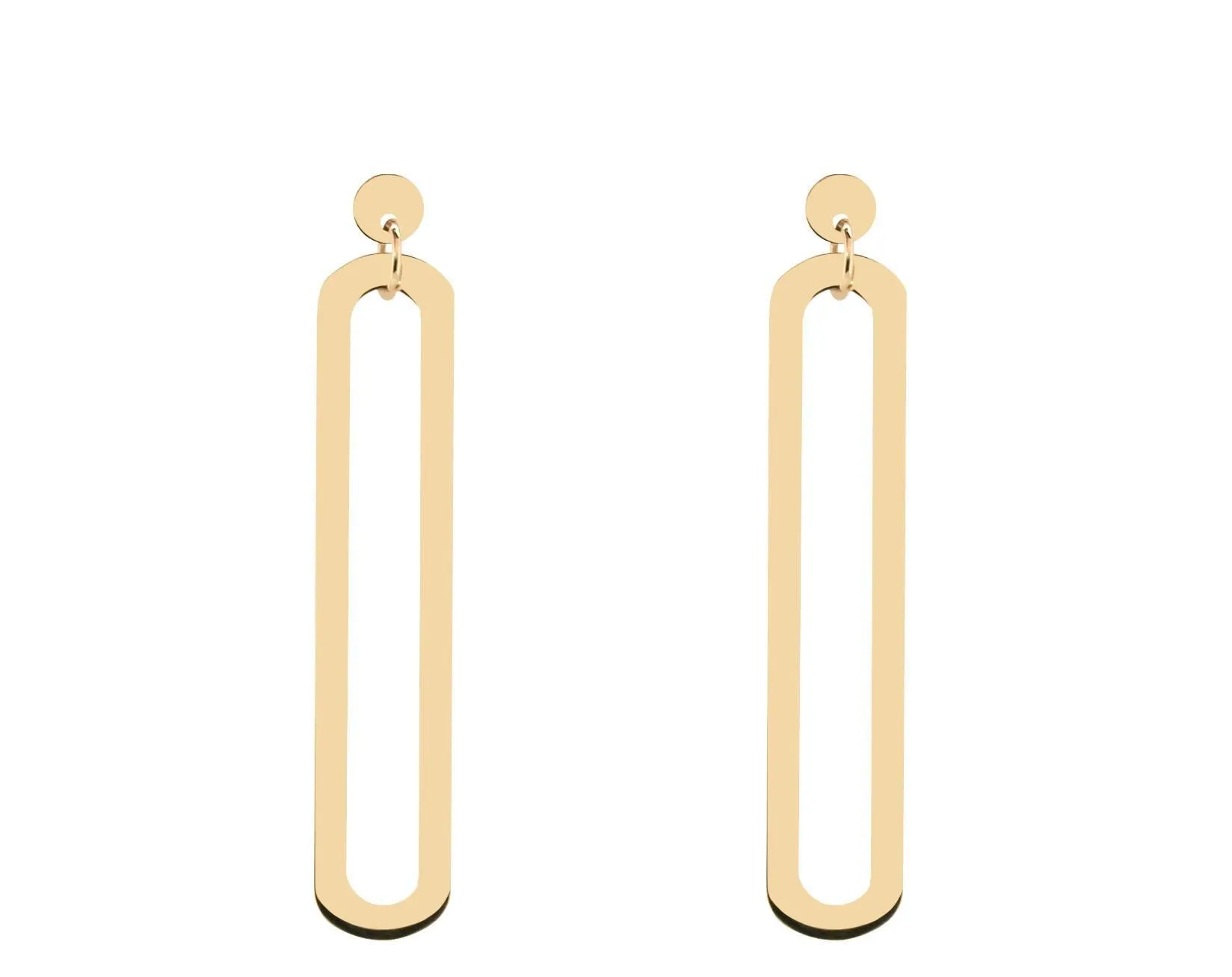 9kt Gold Large Open Rectangle Earrings