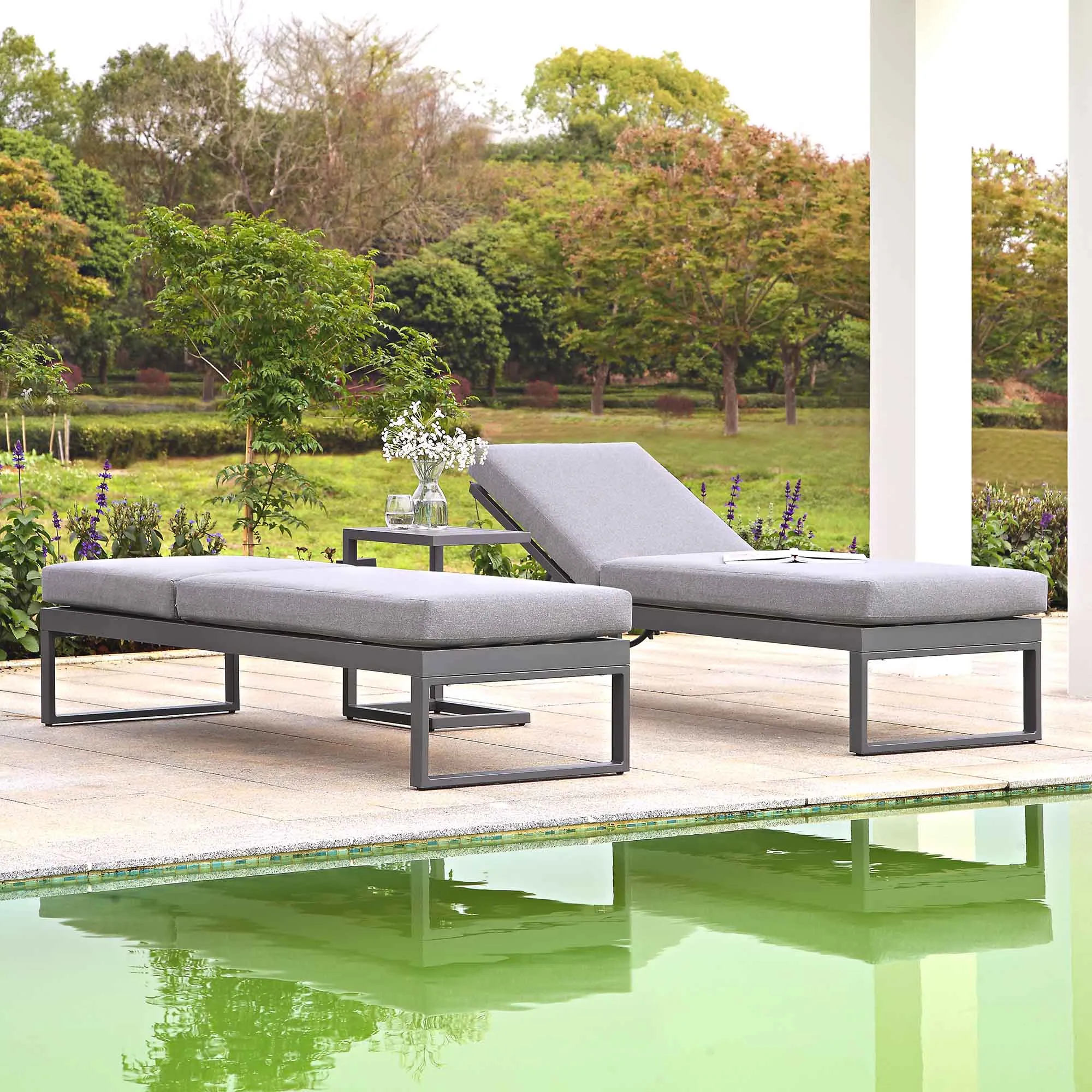 Albany Aluminium Sun Lounger, Grey