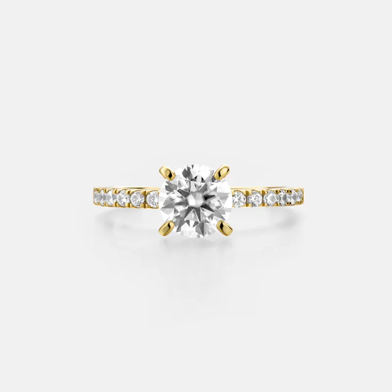 Alicia Moissanite Gold Vermeil Ring with Pavé Band