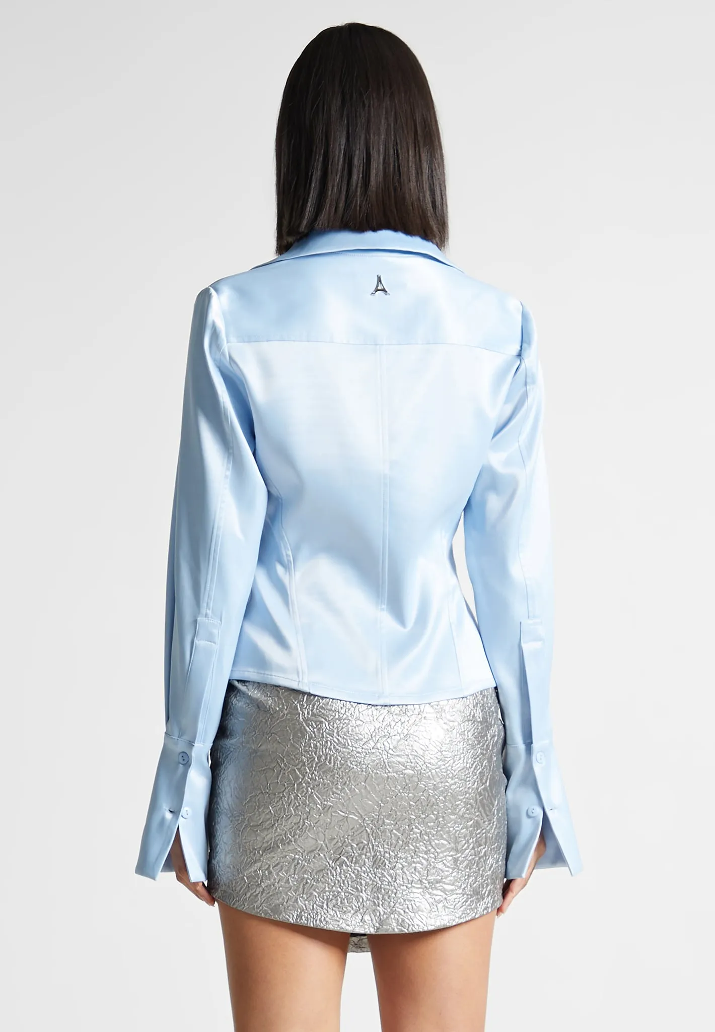 Angled Satin Shirt - Blue