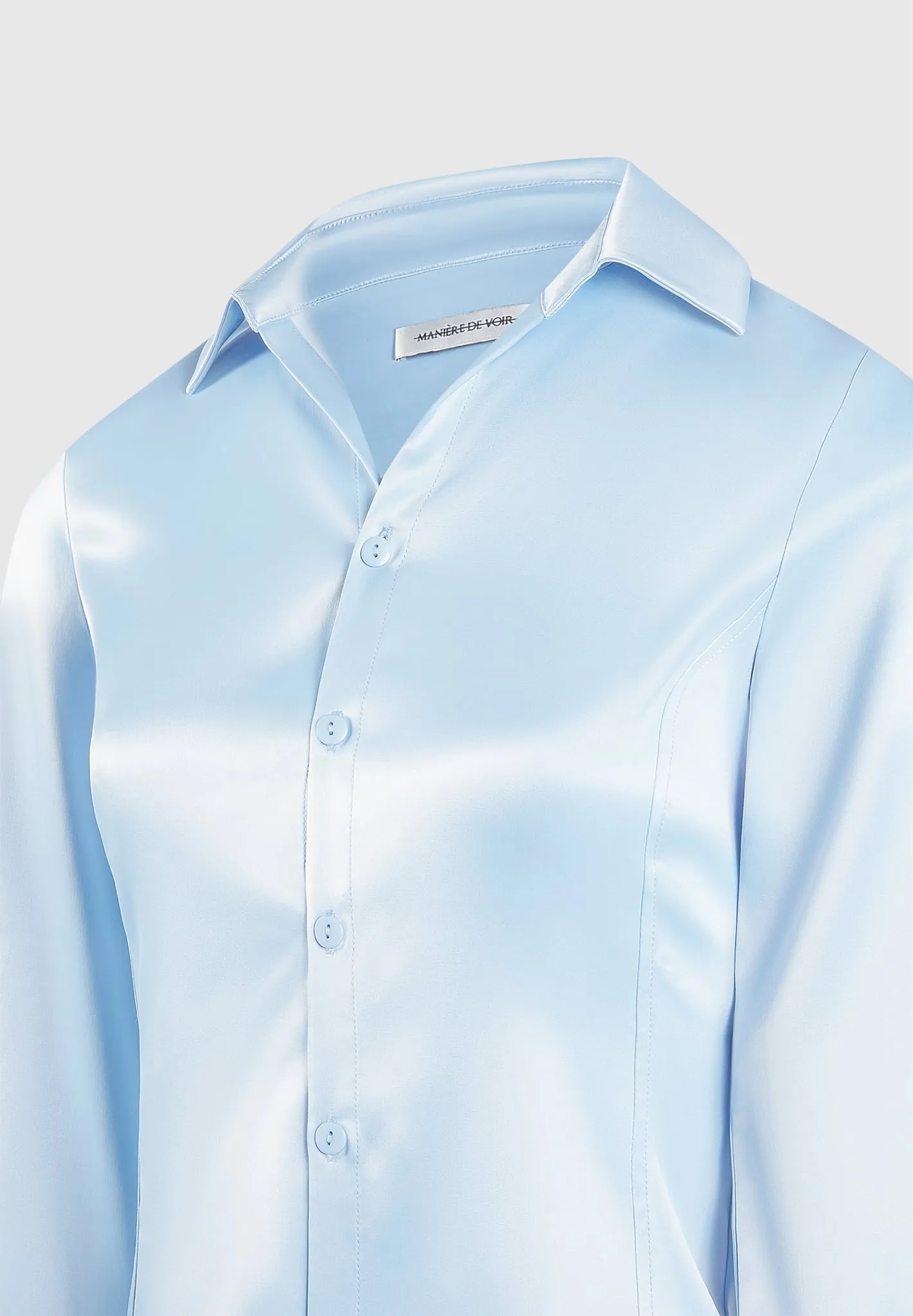 Angled Satin Shirt - Blue