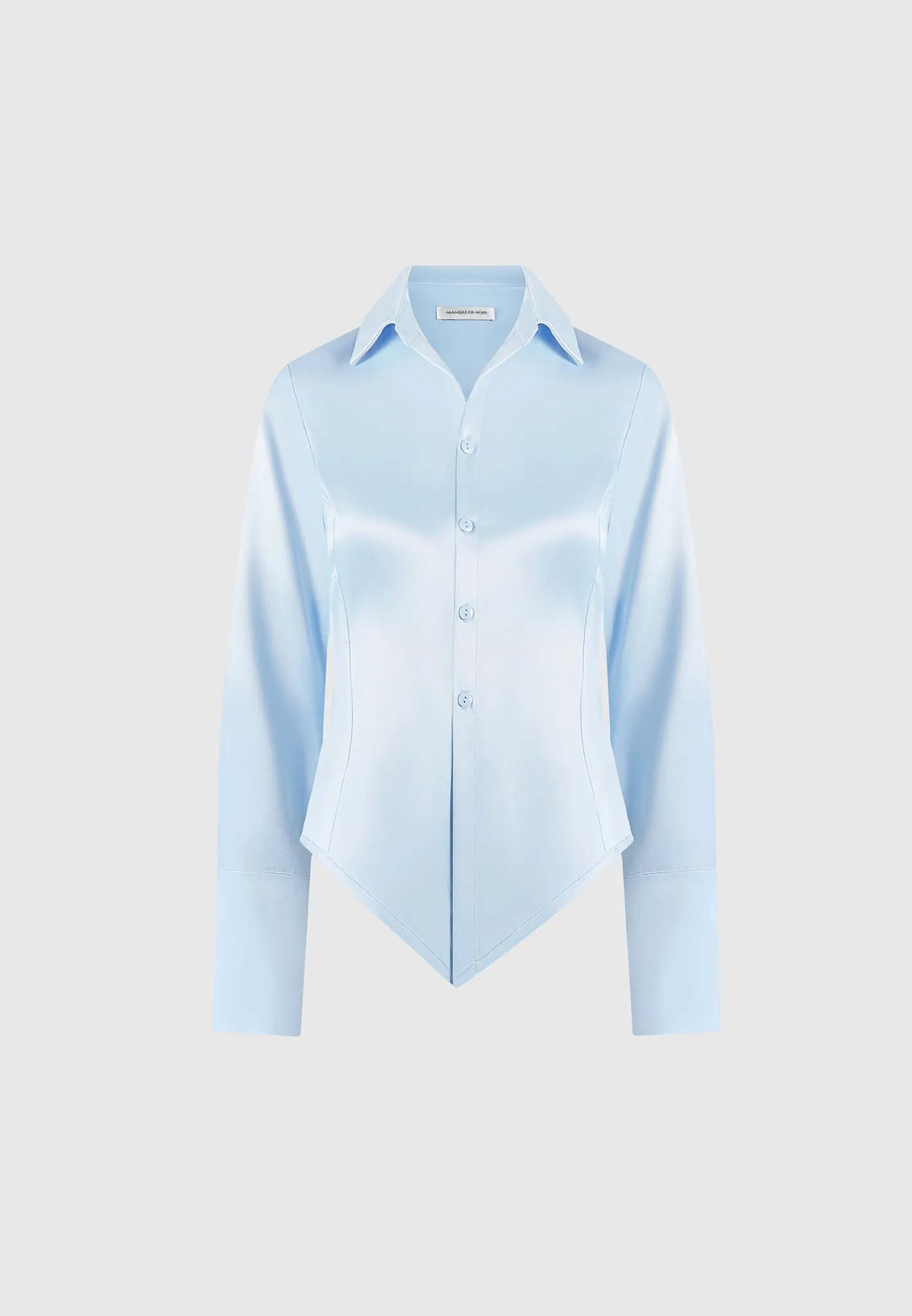 Angled Satin Shirt - Blue