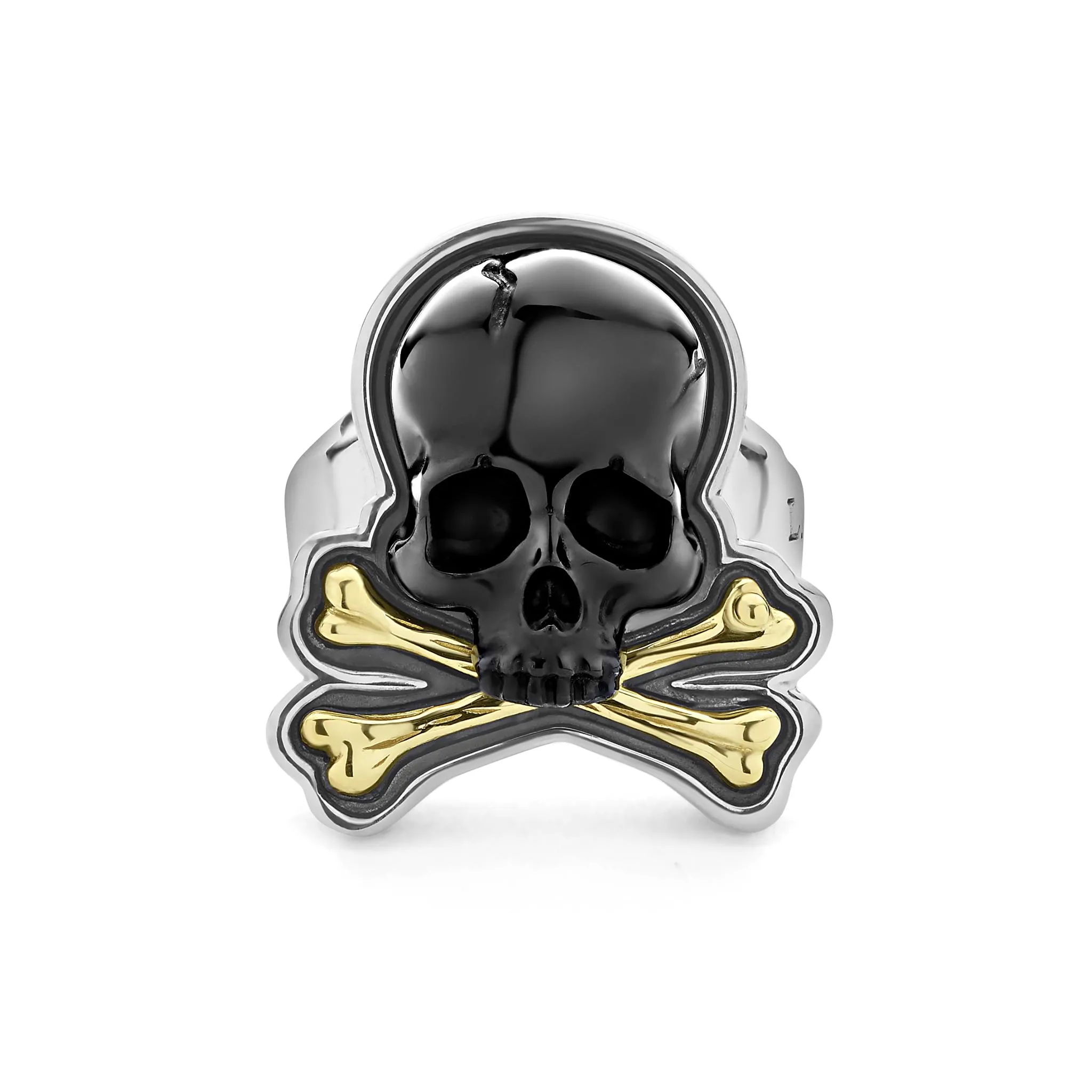 Anthem Black Agate Skull and Bones Statement Ring