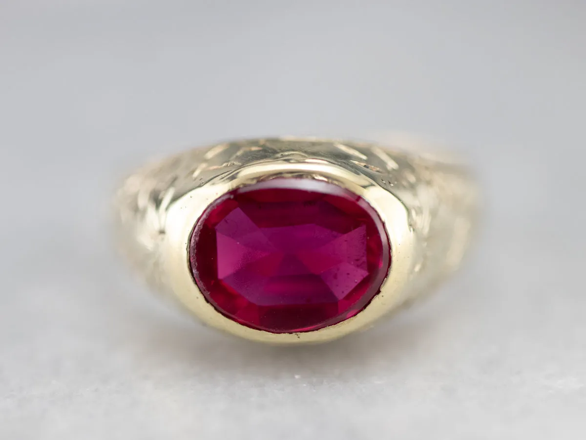 Antique 1920's Synthetic Ruby  Floral Ring