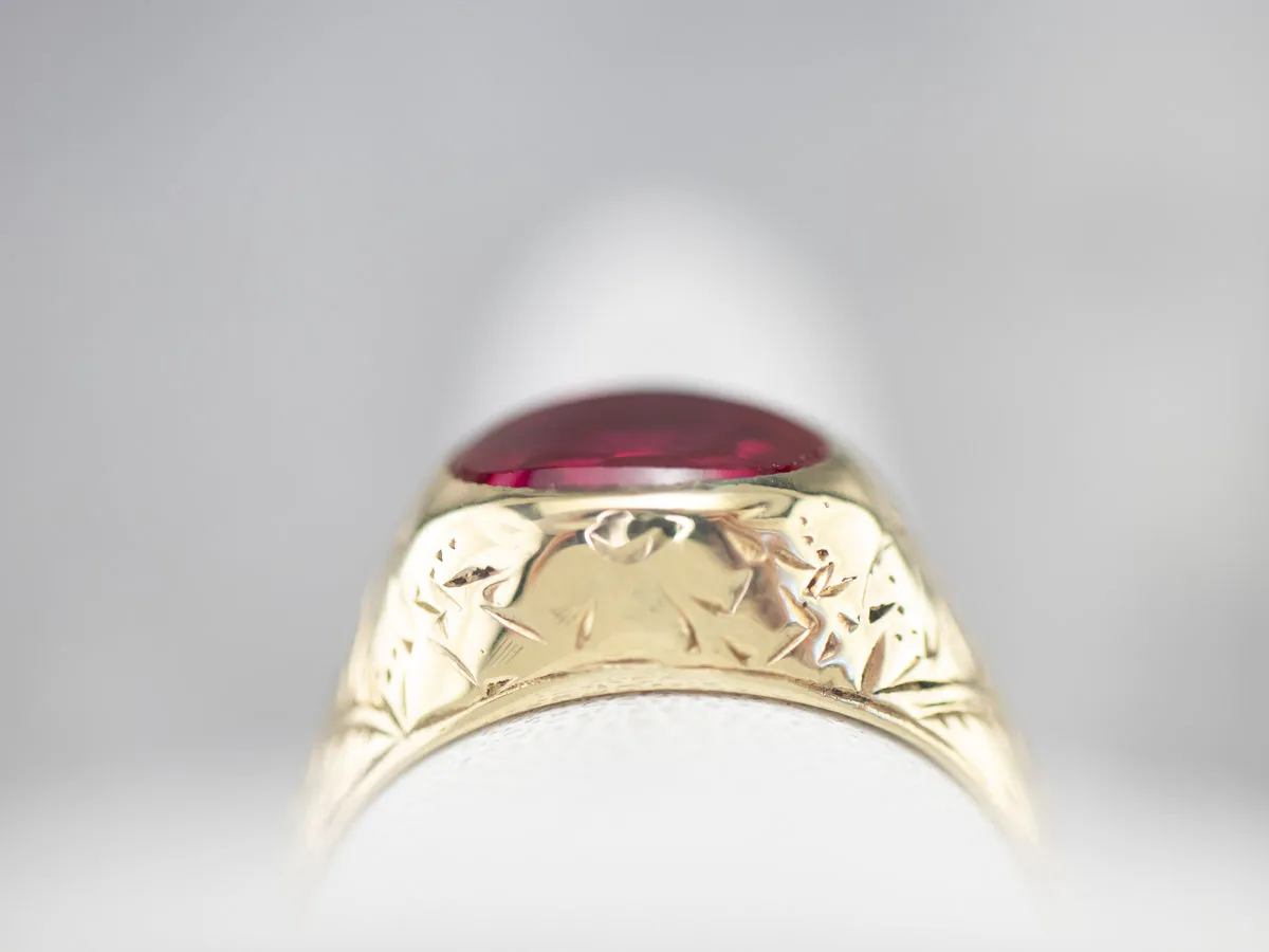 Antique 1920's Synthetic Ruby  Floral Ring