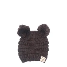 Baby-23 Double Pom Beanie Brown