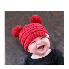 Baby-23 Double Pom Beanie Red