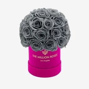 Basic Hot Pink Suede Superdome Box | Pastel Grey Roses