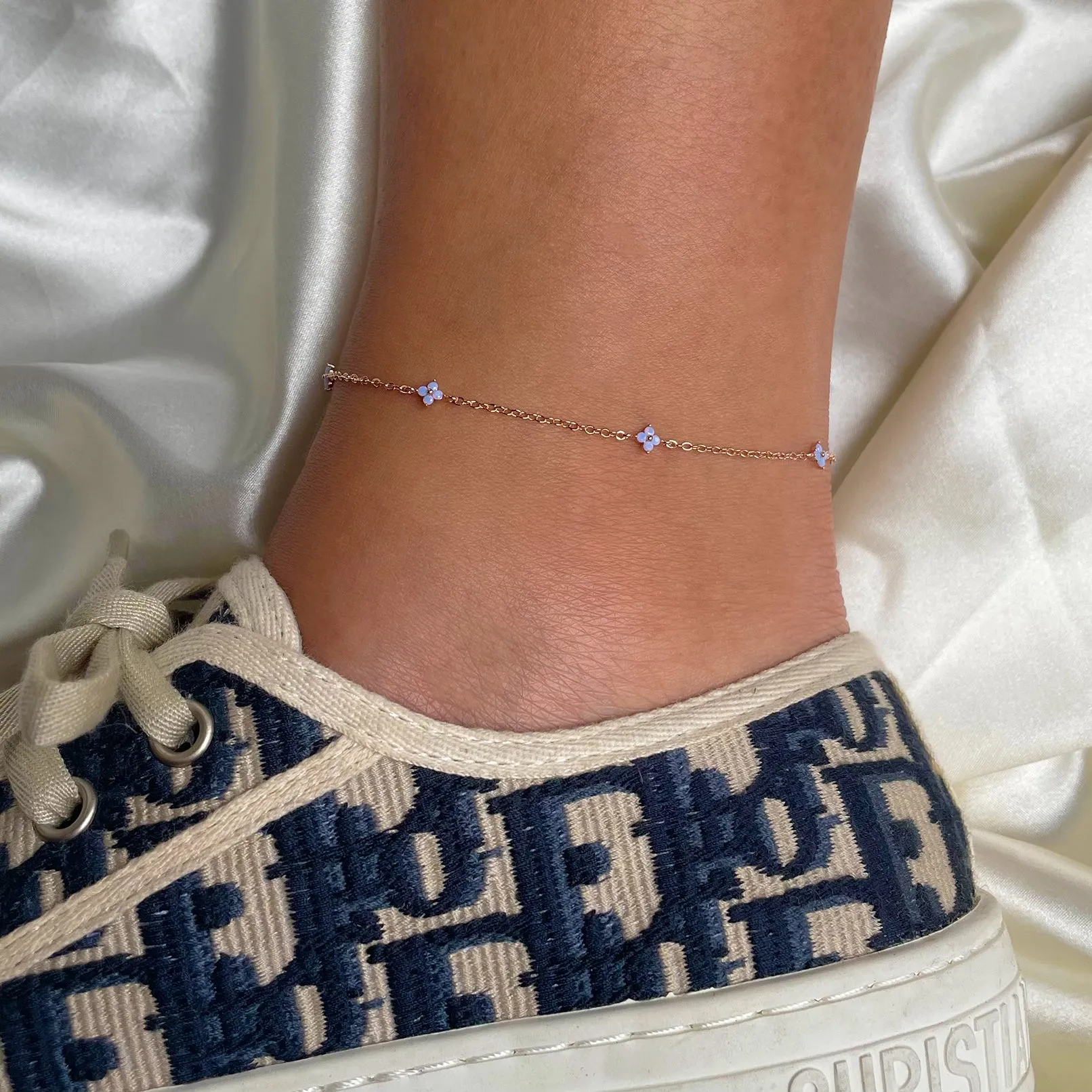 Blue Blossom Love Anklet