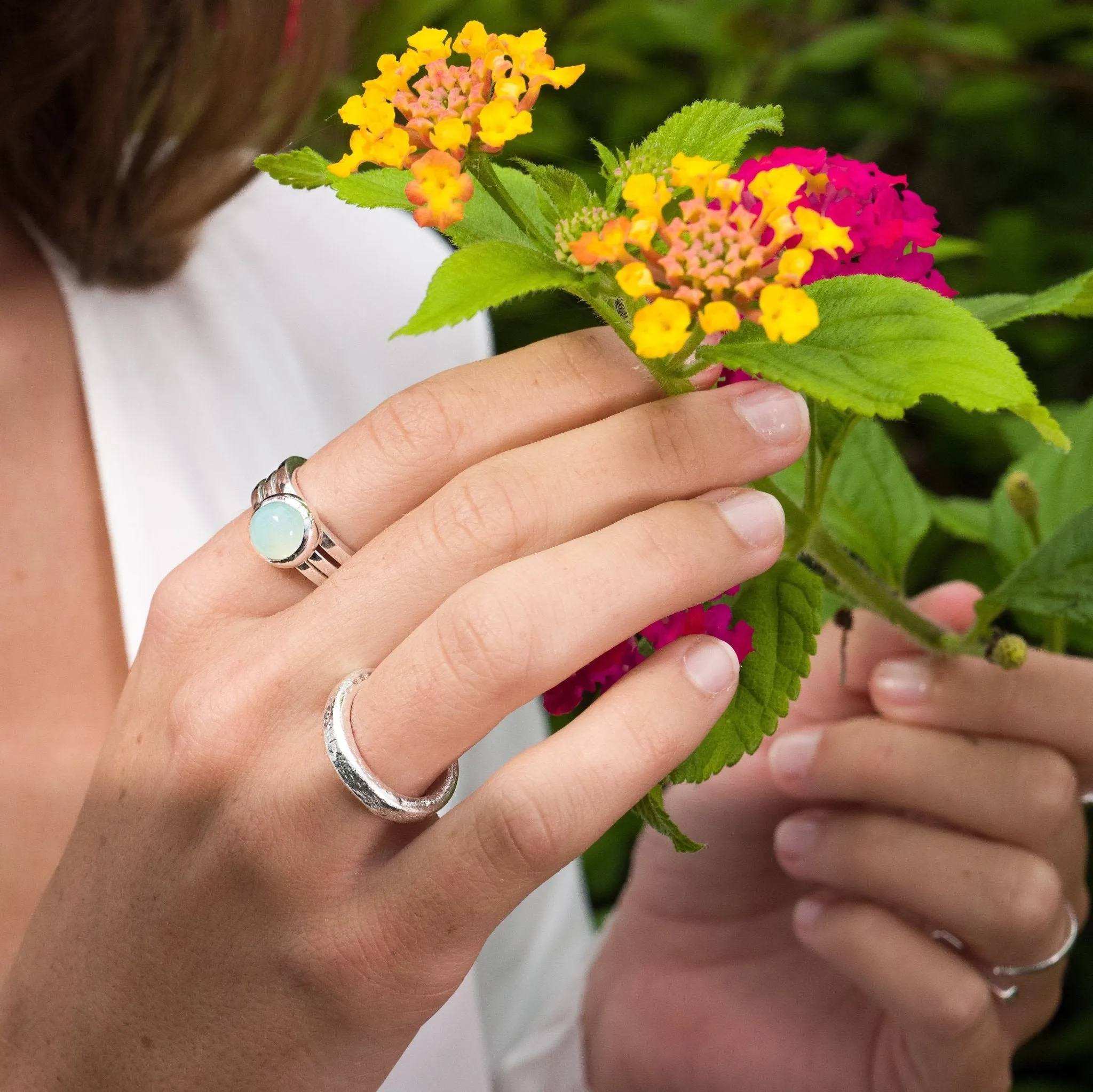 Blue Chalcedony Stacking Rings