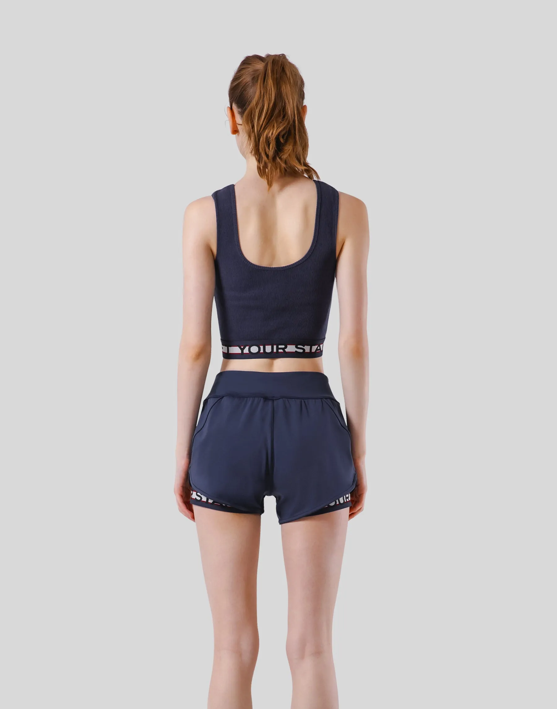 Border Rib Woven Tanktop - Navy