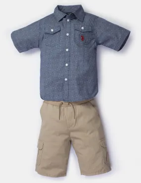 BOYS 2 PIECE SET: WOVEN SHIRT & SHORTS