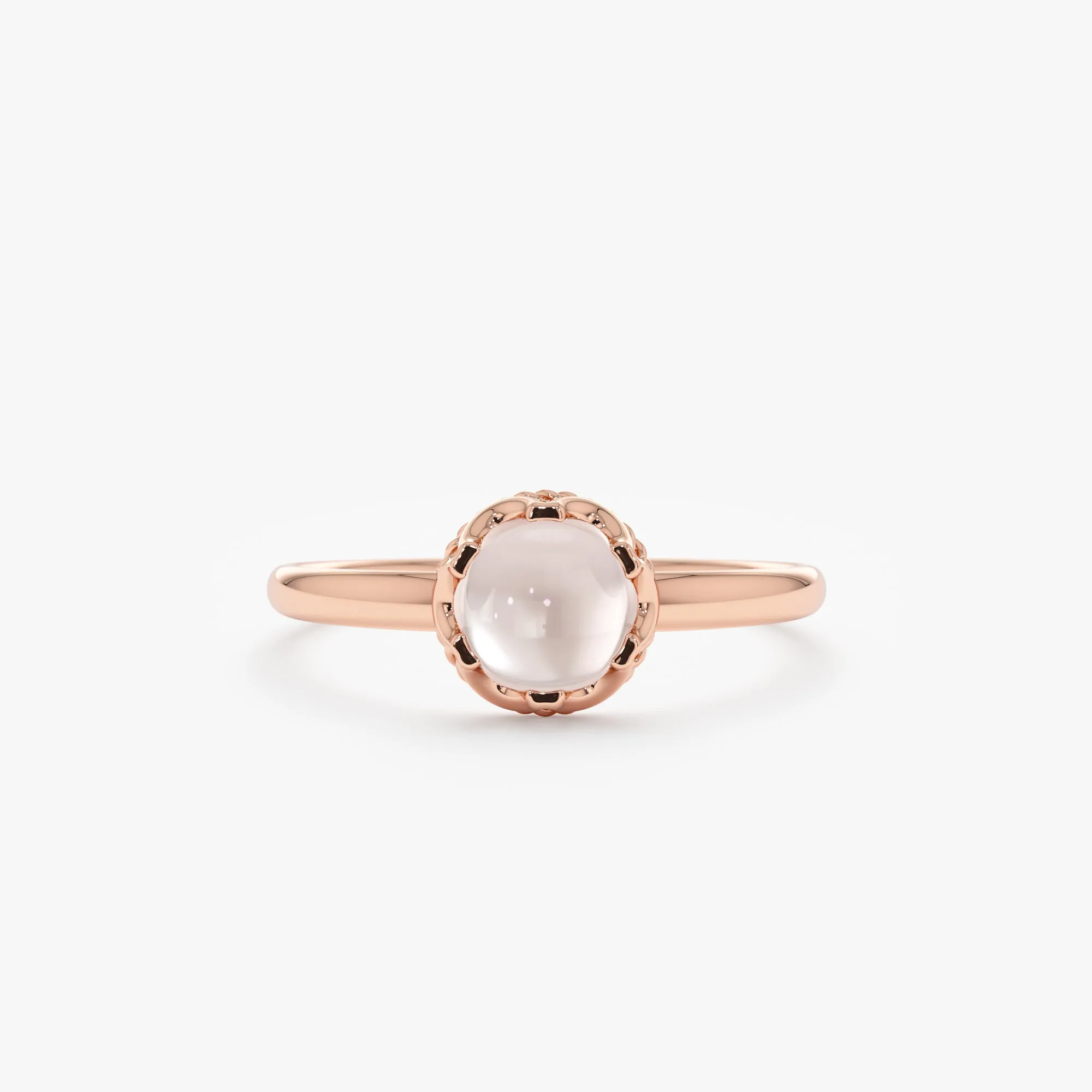 Cabochon Rose Quartz Engagement Ring, Amala